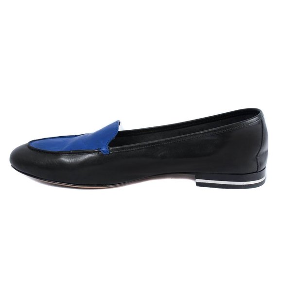 MICHAEL KORS Blue & Black Leather Jeslyn Colorblock Loafer Flats - Picture 3 of 8